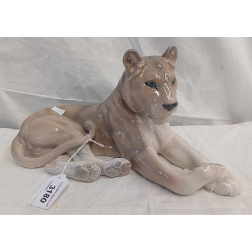 3180 - ROYAL COPENHAGEN LIONESS FIGURE, 31CM WIDE