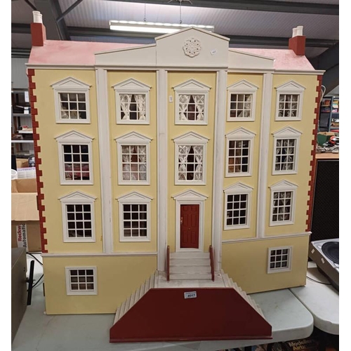 4017 - LARGE 3 STOREY WOODEN DOLLS HOUSE WITH VARIOUS FURNITURE & ACCESSORIES