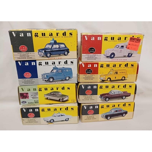 4021 - 8 VANGUARD 1:43 SCALE MODEL VEHICLES INCLUDING FORD ZODIAC MKII, BIRMINGHAM POLICE MINI, ROVER 2000 ... 