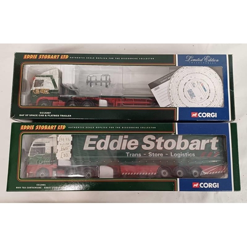 4023 - 2 CORGI 1:50 SCALE EDDIE STOBART LTD RELATED MODEL HGV'S INCLUDING CC13207 - DAF XF SPACE CAB & FLAT... 