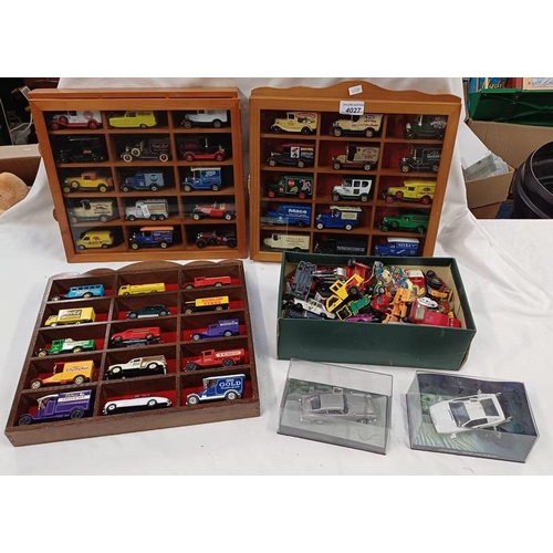 4027 - VARIOUS LLEDO MODEL VEHICLES IN WOODEN DISPLAY CASES