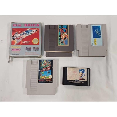 4046 - FOUR NINTENDO NES ASIA REGION GAMES INCLUDING A STARWARS TOP, TIGER HELI AND OTHERS.