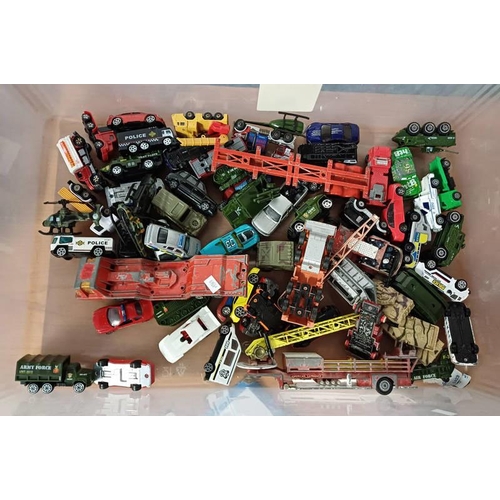 4049 - SELECTION OF PLAYWORN CORGI, LLEDO, MATCHBOX, ETC MODEL VEHICLES INCLUDING AMERICAN LA FRANCE AERIAL... 