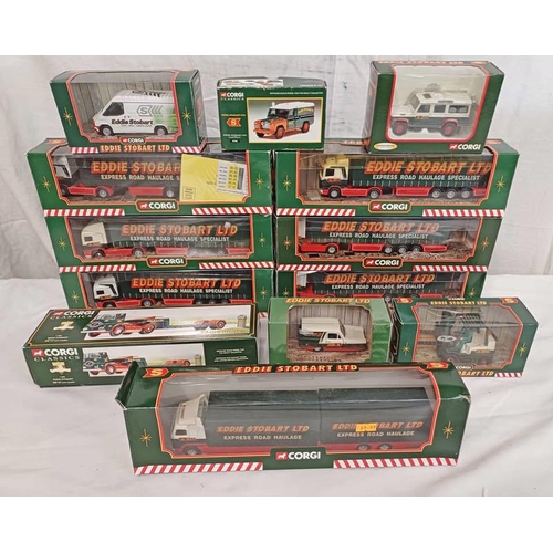 4053 - SELECTION OF CORGI EDDIE STOBART RELATED MODEL VEHICLES INCLUDING 59505 - ERF CURTAINSIDE TRAILER, C... 