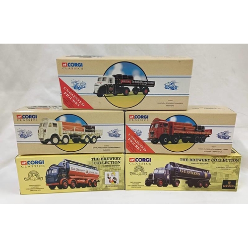 4056 - 5 CORGI CLASSIC BREWERY RELATED MODEL VEHICLE INCLUDING 16301 - SCAMMELL HIGHWAYMAN TANKER SET, GUIN... 