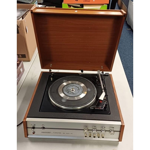 4239 - HACKER CENTURION TURNTABLE TOGETHER WITH A PAIR OF SPEAKERS