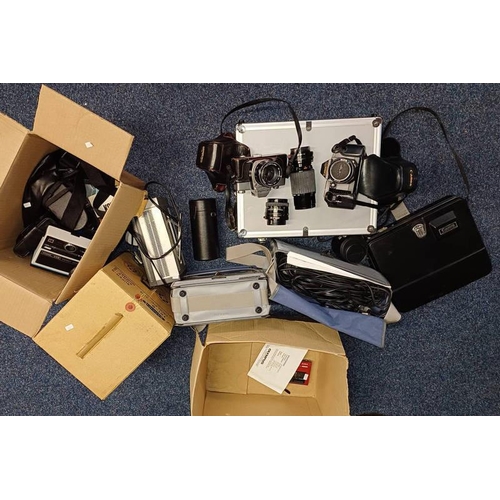 4312 - SELECTION OF 35MM SLR CAMERA & LENSES INCLUDING CANON T70, MINOLTA SRT 101 SIGMA 1:45 F70-210MM, SIG... 