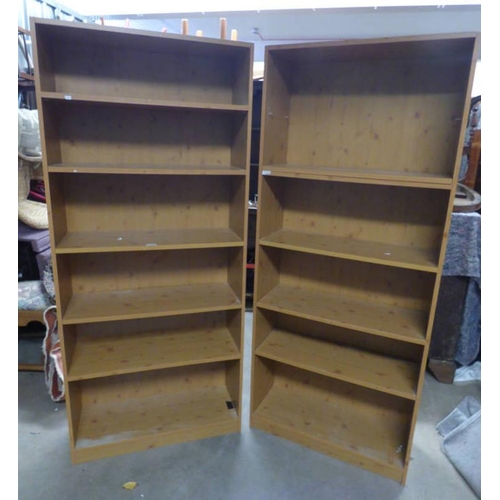 6010 - PAIR OF OPEN BOOKCASES WITH ADJUSTABLE SHELVES. 180 CM TALL X 90 CM