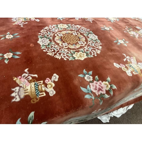 1385 - ORANGE & CREAM ORIENTAL CARPET, 366 X 255 CM