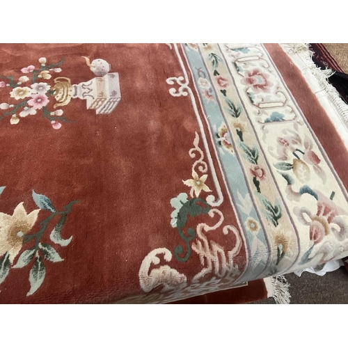 1385 - ORANGE & CREAM ORIENTAL CARPET, 366 X 255 CM