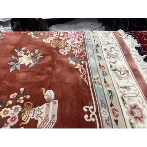 1385 - ORANGE & CREAM ORIENTAL CARPET, 366 X 255 CM