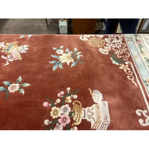 1385 - ORANGE & CREAM ORIENTAL CARPET, 366 X 255 CM