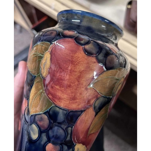 3012 - MOORCROFT POMEGRANATE BALUSTER VASE, SIGNED IN BLUE TO BASE - 23CM TALL