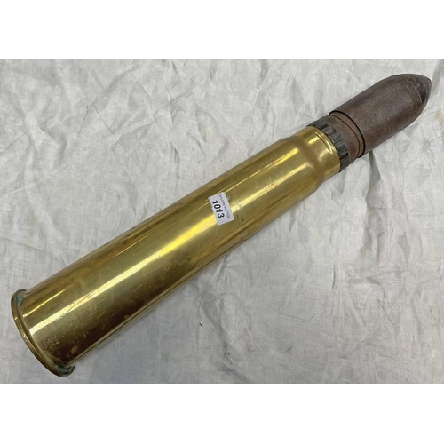1013 - BRITISH WW1 3'' ARTILLERY SHELL WITH PROJECTILE (INERT), DATED 1916, 62CM TALL