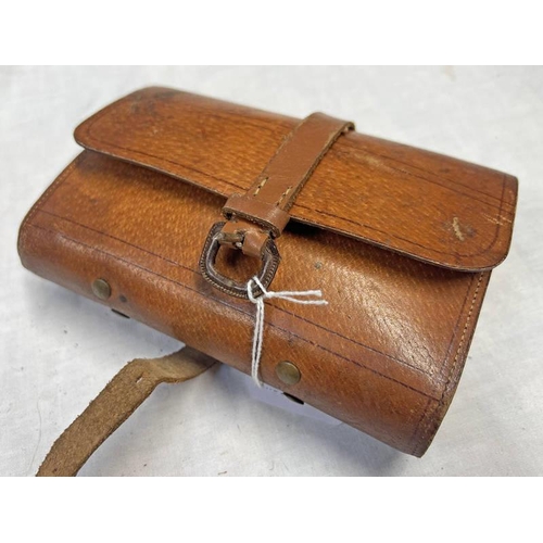 1039 - ENGLISH MADE LEATHER FLY WALLET WITH CONTENTS OF VARIOUS FLIES ETC WITH METAL PAGE MOUNTS TO INTERIO... 