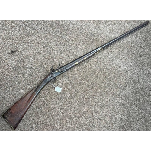 1096 - 13 BORE FLINTLOCK SPORTING GUN BY J COLLINS WITH 35'' 2 STAGE BARREL WITH GOLD LINED TOUCH HOLE, ENG... 