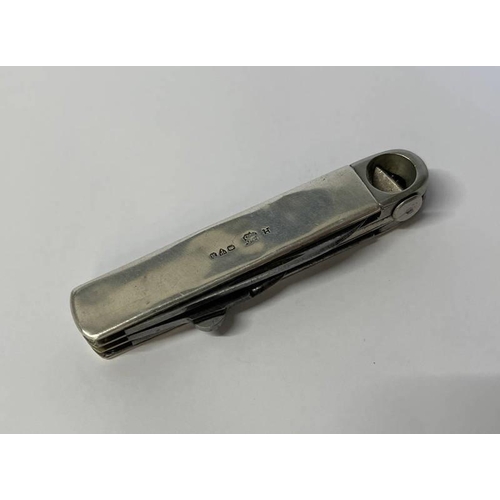11 - SILVER MULTI-BLADE FOLDING KNIFE WITH CIGAR CUTTER BY DEAKIN & SONS, CHESTER 1900 - 8CM LONG