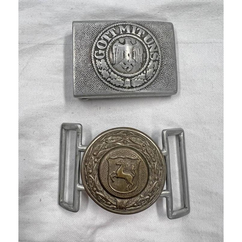 1136 - WW2 GERMAN BELT BUCKLE AND ONE OTHER SIMILAR BUCKLE