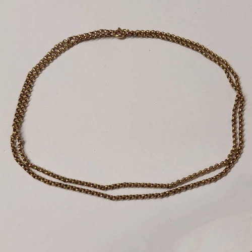 122 - BELCHER LINK CHAIN NECKLACE, THE CLASP MARKED 9K - 9.5 G