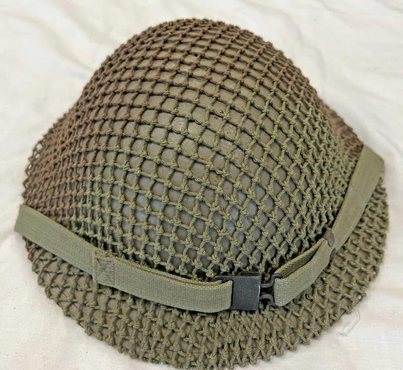 BRITISH BRODIE HELMET WITH NETTING STAMP MARK TO INTERIOR