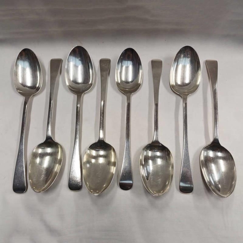 131 - MATCHED SET OF 8 VICTORIAN SILVER TABLESPOONS, LONDON 1850 - 1893 - 495G
