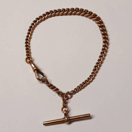 156 - 9CT GOLD CURB LINK WATCH CHAIN - 24CM LONG, 22.2G