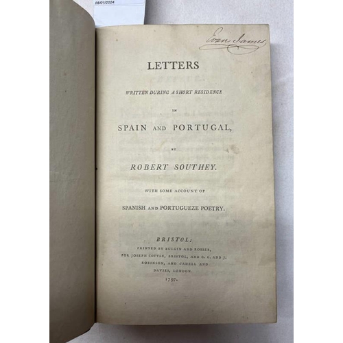 2006 - LETTERS WRITTEN DURING A SHORT RESIDENCE IN SPAIN & PORTUGAL BY ROBERT SOUTHEY, HALF LEATHER BOUND -... 