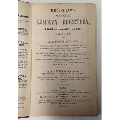 2062 - BRADSHAW'S GENERAL RAILWAY DIRECTORY, SHAREHOLDERS' GUIDE, MANUAL AND ALMANACK FOR 1850