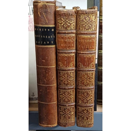 2077 - EMILUIS; OR AN ESSAY ON EDUCATION BY JOHN JAMES ROUSSEAU, IN 2 FULLY LEATHER BOUND VOLUMES - 1763 AN... 