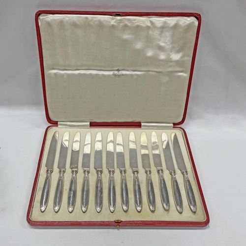 208 - CASED SET OF 12 SILVER HANDLED TEA KNIVES, SHEFFIELD 1916 IN A WHYTOCK & SONS, DUNDEE CASE