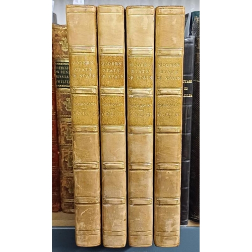 2082 - MODERN STATE OF SPAIN BY J. FR. BOURGOING, IN 4 HALF LEATHER BOUND VOLUMES - 1808