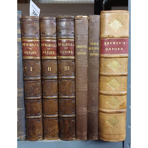 2085 - MEMORIALS OF OXFORD BY JAMES INGRAM, IN 3 HALF LEATHER BOUND VOLUMES - 1837, A TOPOGRAPHICAL AND HIS... 