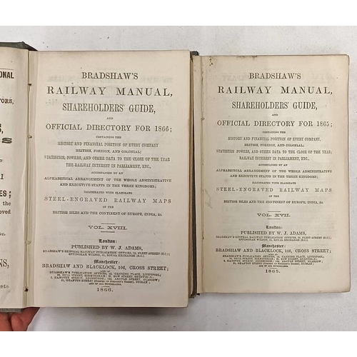 2101 - BRADSHAW'S RAILWAY MANUAL, SHAREHOLDERS' GUIDE AND OFFICIAL DIRECTORY FOR 1865 AND ANOTHER FOR 1866