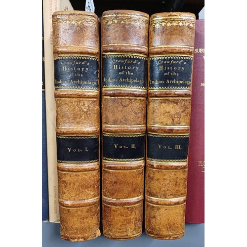 2106 - HISTORY OF THE INDIAN ARCHIPELAGO BY JOHN CRAWFORD, IN 3 HALF LEATHER BOUND VOLUMES, VOLUME 3 WITH M... 