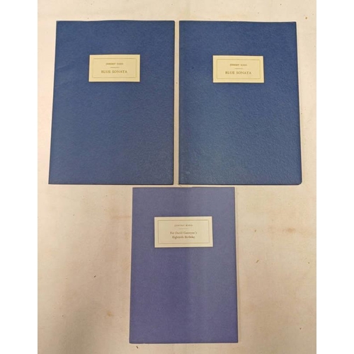 2110 - BLUE SONATA, THE POETRY OF JOHN ASHBERY BY JEREMY REED, PRINTED AT THE TRAGARA PRESS, LIMITED EDITIO... 
