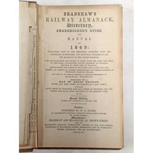 2121 - BRADSHAW'S RAILWAY ALMANACK, DIRECTORY, SHAREHOLDERS' GUIDE AND MANUAL FOR 1849