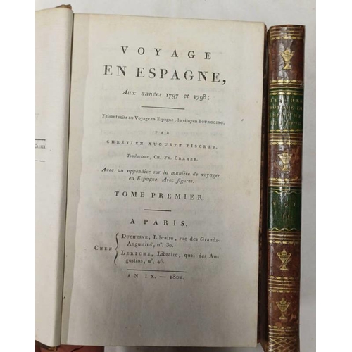 2131 - VOYAGE EN ESPAGNE, AUX-ANNEES 1797 ET 1798 BY CHRETIEN AUGUSTE FISCHER, IN 2 FULLY LEATHER BOUND VOL... 