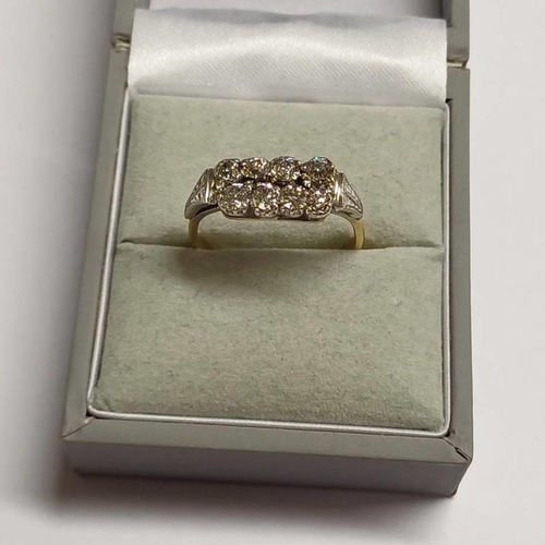 302 - EARLY 20TH CENTURY 18CT GOLD DOUBLE ROW DIAMOND SET RING, VERY APPROX 1.0 CARATS