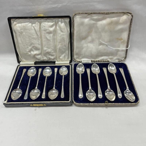 33 - 2 CASED SETS OF 6 SILVER COFFEE SPOONS - 95G TOTAL WEIGHABLE SILVER