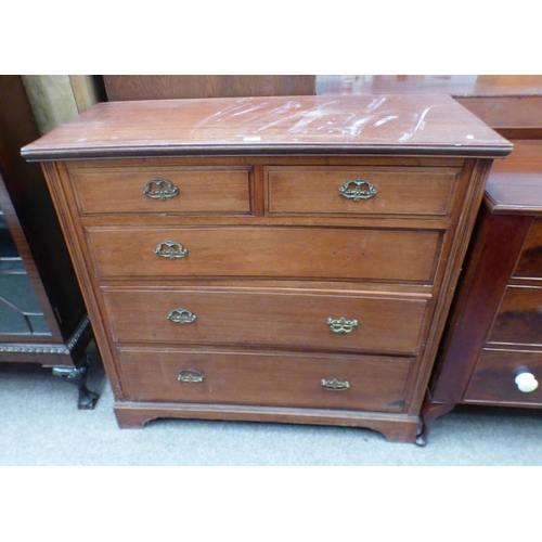5005 - 19TH CENTURY MAHOGANY CHEST OF 2 SHORT OVER 3 LONG DRAWERS ON BRACKET SUPPORTS. LENGTH 112 CM X HEIG... 