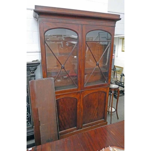 5036 - 19TH CENTURY MAHOGANY BOOKCASE WITH 2 ASTRAGAL GLAZED PANEL DOORS OVER BASE OF 2 PANEL DOORS, WIDTH ... 