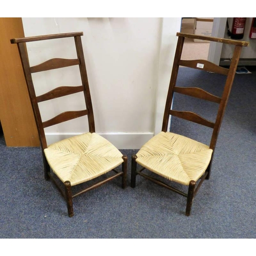 5148 - PAIR OF ARTS & CRAFTS CHAIRS WITH LADDER BACKS & TURNED SUPPORTS