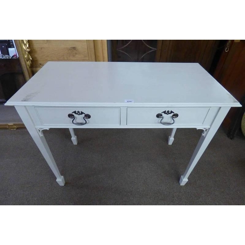 5174 - PAINTED SIDE TABLE WITH 2 DRAWERS ON SQUARE TAPERED SUPPORTS, 101CM LONG