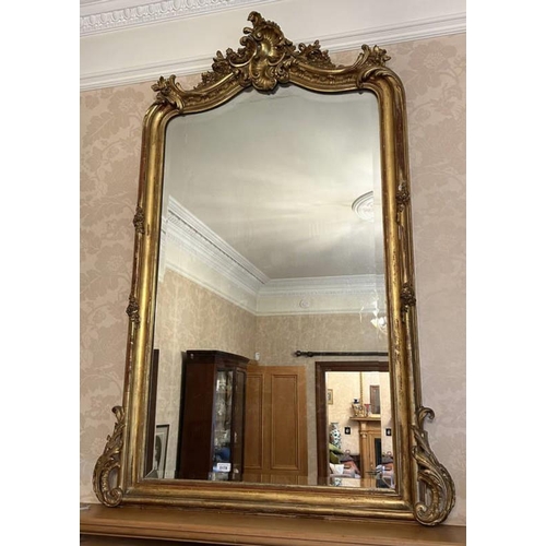 5178 - 19TH CENTURY GILT FRAMED MIRROR WITH BEVELLED EDGE. INNER DIMENSIONS 128CM TALL X 73CM WIDE