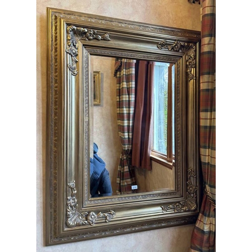 5179 - 20TH CENTURY LARGE GILT FRAMED MIRROR WITH BEVELLED EDGE. INNER DIMENSIONS 90CM TALL X 60CM WIDE
