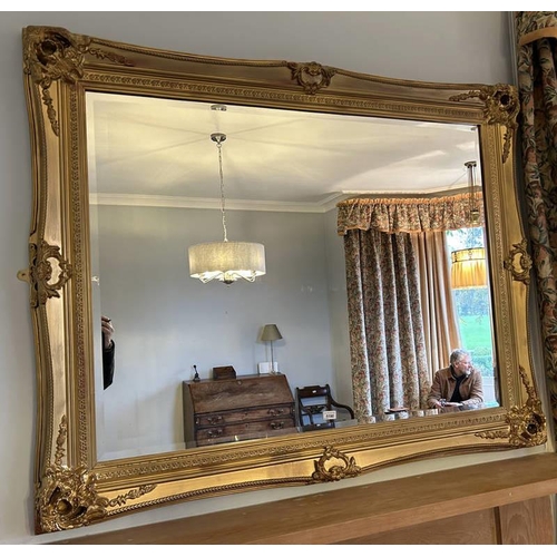 5190 - LARGE 20TH CENTURY GILT FRAMED MIRROR WITH BEVELLED EDGE