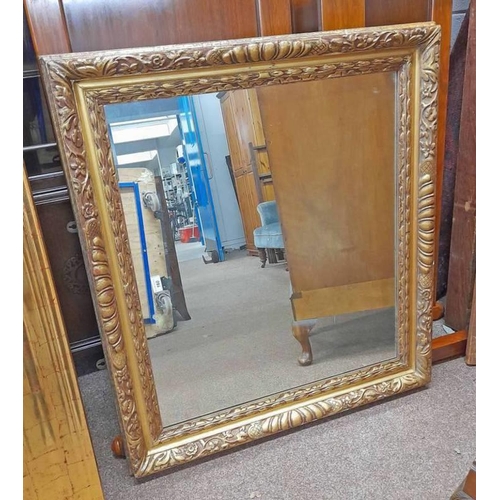 5213 - RECTANGULAR MIRROR WITH DECORATIVE CARVED GILT FRAME, INNER DIMENSIONS 70CM TALL X 80CM WIDE