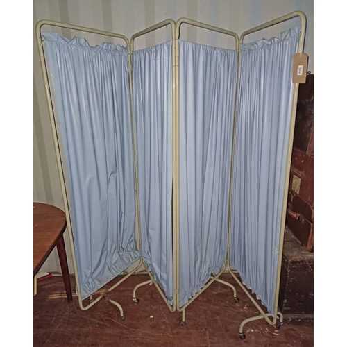 5215 - METAL FRAMED 4 PART NURSE'S SCREEN - 186 CM TALL