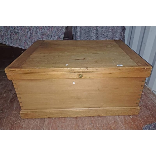 5377 - PINE BOX WITH LIFT-UP LID, 48CM TALL X 102CM WIDE X 76CM DEEP