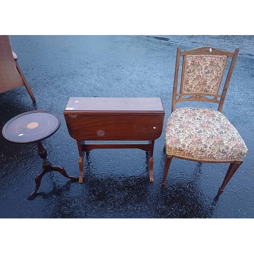 5441 - INLAID ROSEWOOD CHAIR ON SQUARE TAPERED SUPPORTS, MAHOGANY SUTHERLAND TABLE, & INLAID OCCASIONAL TAB... 